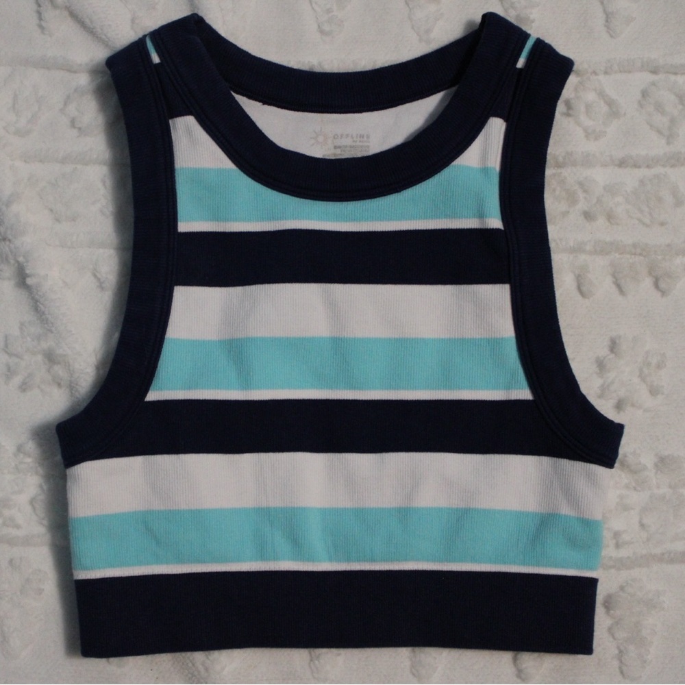 Offline by Aerie Striped Sleeveless Ribbed Crop Top